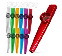 JEWEDECO 12 Pcs Metal Kazoos with Membranes for Adults Beginners Compact Lightweight Musical Instruments for Practice Sturdy Metal Kazoo with Loud Sound Educational for Music Lovers