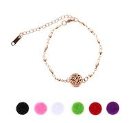 JEWEDECO 12Mm Rose Gold Hollow Aromatherapy Bracelet for Women with Cotton Core, Perfume Diffuser Wrist Chain, Chic Mini Link Jewelry Suitable for Essential Oils Random Color Random Color