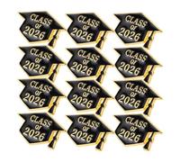 JEWEDECO 12pcs 2026 Graduation Cap Lapel Pins Set - Doctoral Hat Brooches for Teachers and Students - Black Enamel Graduation Party Favor Pins for Jackets, Bags, and School Celebration