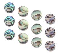 JEWEDECO 12pcs Abalone Shell Inlay Dots for Ukulele and Bass Fingerboard, 6mm Assorted Colour Fret Markers for Precise Finger Placement and Improved Visual Guidance on Musical Instruments