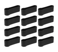JEWEDECO 12pcs Cane Holder Strap, Walking Pole Strap, Plastic Black Adjustable Clamp for Walking Cane and Trekking Pole, Daily Mobility for Elderly