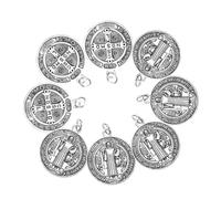JEWEDECO 12Pcs Italian Saint Pendant Charms Random Style Alloy Religious Cross Charms for Necklace Making Office and Christmas Tree Ornaments Unique DIY Jewelry Craft