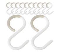 JEWEDECO 12pcs Large White Plastic S Hooks for Kitchen and Bathroom, Multi-Purpose Key and Clothes Hanger Hooks for Door, Closet Rod, and Coat Hanging
