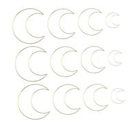 JEWEDECO 12pcs Moon Shaped Metal Rings for DIY Dream Catcher Crafting Crescent Hoop Wreath Frames in Gold Iron Macrame Supplies for Home Decor and Making