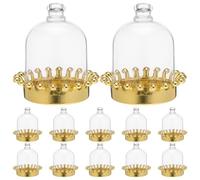 JEWEDECO 12pcs Plastic Candy Boxes with Dome Lids and Golden Crown Base, European Style Wedding Candy Containers for Birthday and Wedding Party Favour Packaging
