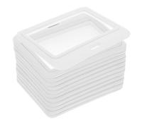 JEWEDECO 12pcs Plastic Id Card Holder with Double Sided Windows, Horizontal Flipfold Badge Protector Sleeve for Office and Work Environments, Keeps Id and Visible
