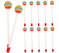 JEWEDECO 12pcs Rainbow Head Drumsticks for Adults Lollipop Shaped Mallets with Non Slip Grip Rounded Tips for Safe Stage Performance and Hand Percussion