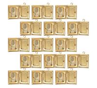 JEWEDECO 15pcs Copper Locket Charms with Integrated Mirror, Bright and Shining Book Shape Pendants for Jewelry Making, Vintage Elegant Style Suitable for Business and Crafts
