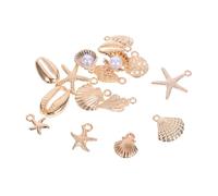 JEWEDECO 16 Pcs Alloy Ocean Seashell Star Charms for Diy Jewelry Making, Tiny Beach Necklace and Bracelet Accessories for Women Vacation Sea Animal Jewelry