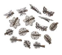 JEWEDECO 16pcs Retro Brown Metal Duckbill Barrettes Hair Clips for Children and Adults, Elegant Vintage Hairpins Suitable for Pigtail and Photography, Chic and Creative Hair Style