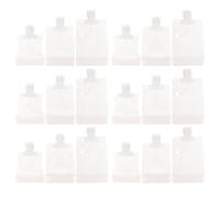 JEWEDECO 18Pcs Reusable Travel Lotion Pouches Set with Flip Spout, Portable 30Ml Irregular, 50Ml and 100Ml Squeeze Bags for Travel Toiletries and Daily Cosmetic Use
