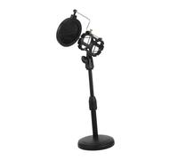 JEWEDECO 1pc Adjustable Microphone Stand Dual Filter Lightweight Mic Bracket for Desktop Use for Meetings Streaming and Live Performance Black