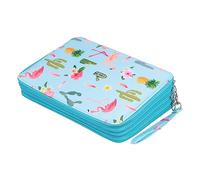 JEWEDECO 1pc Multi-Functional Pen Pouch Large Capacity Drawing Pencils Case Pu Stationery Holder for Organizing Art Supplies for Students and Artists Flamingo
