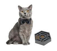 JEWEDECO 1pc Petal-shaped Slow Feeder Bowl for Cats Dogs Resin Anti-skid Design Grey Non-tip Eating Dish