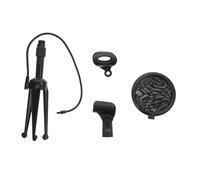 JEWEDECO 1set Microphone Stand Tripod Base and Anti-spray Filter for Desktop Use Podcasts and Meetings Black Color