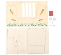 JEWEDECO 2-In-1 Wooden Rabbit Hay Feeder and Fixed Cage Feeding Rack for Guinea Pigs and Chinchillas, Small Animal Food Box Hanging Design, Pet Supply for Rabbit and Rodent Feeding