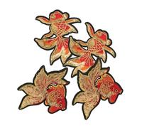 JEWEDECO 2 Pairs Embroidered Sequin Koi Fish Iron On Patch DIY Clothing Repair Applique for Jeans Jackets Bag Kids Craft Traditional Chinese Lucky Animal Patch