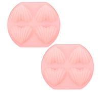 JEWEDECO 2 Pieces Nonstick Heart Shape Madeleine Cake Pans Silicone Bakeware Set Pink for Oven Baking Cupcake Mold Home Use