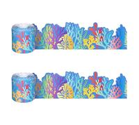 JEWEDECO 2 Rolls Bulletin Board Borders Self Adhesive with Waterproof Coated Paper, Coral Reef Design Under The Sea Classroom Decoration, Easy Installation for Doorways and Chalkboards