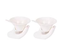 JEWEDECO 2 Sets Ceramic Tea Filter White Chinese Kung Fu Tea Accessory Reusable Fine Mesh for Loose Leaf Brewing