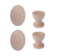 JEWEDECO 2 Sets Lifelike Wooden Easter Eggs for Craft-Making Sessions at Home, Safe, Khaki Colour, Realistic Looking Blank Eggs for Painting and Decorating