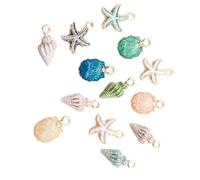 JEWEDECO 2 Sets Ocean Themed Alloy Necklace Pendants Jellyfish and Shell Charms, Creative DIY Jewelry Accessories for Women, for Celebration Presents or Cellphone Decoration