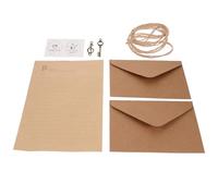 JEWEDECO 2 Sets Vintage Style Letter Writing Stationery Set with Envelope and Letter Papers Portable Paper Kit for Calligraphy Practice Retro Design with Hemp Rope and Metal