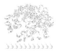 JEWEDECO 200pcs Silver Iron End Caps for Jewelry Making with Doubleheaded Clasp and Foldover Design, Secure The Ends of Bracelets and Necklaces, for DIY Jewelry Projects and Craft