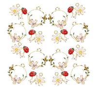 JEWEDECO 20pcs DIY Jewelry Charms Cute Ladybug Bee Flower Alloy Craft Charms for Bracelets Necklaces Earrings Bag Decorations