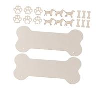 JEWEDECO 20pcs DIY Wood Sign Set Natural Wooden Dog Bone Hanging Plaques with Mini Paw Prints and Dog Cutouts for Crafting Gift Tags Ornaments Party Decorations