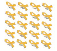 JEWEDECO 20pcs Yellow Metal Enamel Ribbon Badge Pins for Charity Donation Awareness Campaigns International Symbol Lapel Pins with Smooth Finish Stylish and Meaningful Accessories for