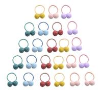 JEWEDECO 24pcs Colourful Pompom Balls Elastic Hair Ties for Little Lightweight Fabric Hair Bands Easy to Carry for Birthday Celebration and Random Color