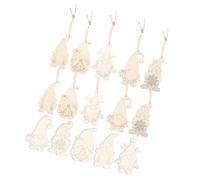 JEWEDECO 25sets Unfinished Gnome Shape Hanging Cutouts for Christmas Crafting Wooden Ornaments Twine for Tree Decorations and Holiday Projects