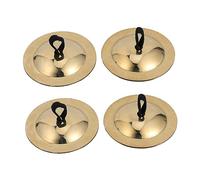 JEWEDECO 2pairs Copper Finger Cymbals for Boys and Girls Musical Rhythm Instruments for Dance and Belly Dancing and Crisp Sound Random Strings for Creative Play