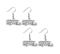 JEWEDECO 2Pairs Creative Zine Alloy School Bus Earrings for Women Ear Decorations School Bus Shaped Accessories for Bus Drivers and Students