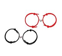 JEWEDECO 2pairs Decorative Couples Wrist Chain Friendship String Bracelets for Couples Love