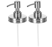 JEWEDECO 2pcs 7cm Diameter Mason Jar Pump Lids Replacement Stainless Steel Sealed Dispenser Caps for Liquid Soap Lotion Portable Foaming Jar Tops for Kitchen Bathroom
