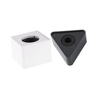 JEWEDECO 2pcs Abs Injection Molding Triangle Square Microphone Logo Flag Station Portable Interview Mic Flags for Black White