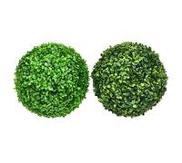 JEWEDECO 2pcs Artificial Topiary Ball Hanging Plant Balls Green Plastic No Watering Needed Outdoor Wedding Decoration