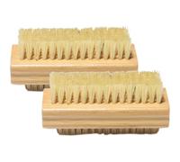 JEWEDECO 2pcs Bamboo Nail Scrubber Double-sided with Sisal Bristles for Fingernail and Cuticle Cleaning, Easy to Grip Design, Softening Cuticle, for Home Use and Manicure