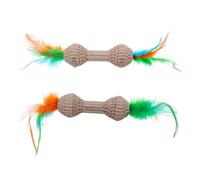 JEWEDECO 2pcs Cat Corrugated Paper Dumbbell for Indoor Cats Interactive Scratch for Kitten Teething Lightweight Chew for Anxiety Relief and Exercise
