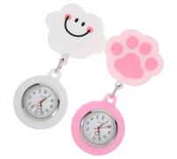 JEWEDECO 2pcs Cute Retractable Pocket Watch Adorable Silicone Fob Watches for Doctors Lightweight Happy Designs for Daily Use