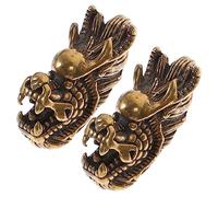 JEWEDECO 2pcs DIY Brass Dragon Head Pendant with Long Horns, Fine Craftsmanship and Hole Design, for Keychain Pendants Or Bag Embellishments, Retro and Creative Style in Golden Colour