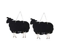 JEWEDECO 2pcs Double Sided Hanging Sheep Message Board Wooden Mini Blackboard for Weddings Cafes Parties Reusable Memo Tags with Erasable Surface Lovely Chalkboards for Garden Decor