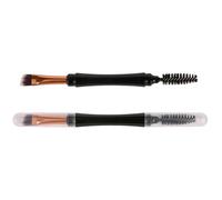 JEWEDECO 2pcs Dual Purpose Makeup Brush with Eyelash Combs, Black Artificial Fiber Material, Practical and Comfortable Design for Women, for Travel and Daily Use