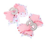 JEWEDECO 2pcs Elegant Pink Bow Hair Clips with Pearl Detailing, Acrylic and Fabric Material, Secure Fit, for Birthday Parties and Daily Wear Accessories