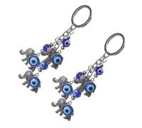 JEWEDECO 2pcs Elephant Keychain Blue Evil Eye Pendant, Decorative Zinc Alloy Key Rings for Bag Hanging, for Business Or Employee Welfare