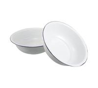 JEWEDECO 2pcs Foot Soak Basin Enamel Wash Bowl 12.6/13.4 Inch Sturdy Multi-purpose Vintage Classic Enamelware for Age Groups Daily Home Needs Bathroom Use