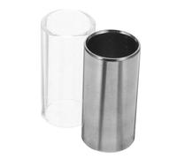 JEWEDECO 2pcs Glass Stainless Steel Guitar Slides Medium Bottleneck for Acoustic Guitars Teaching Aid Kinds of Ring for Different Sounds