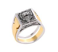 JEWEDECO 2pcs Gothic Lion Ring Men Vintage Ring Storage Box Secret Compartment Men Jewelry